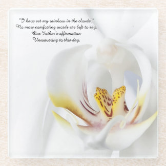 Orchidee im weißen "Regenbogen " Glasuntersetzer