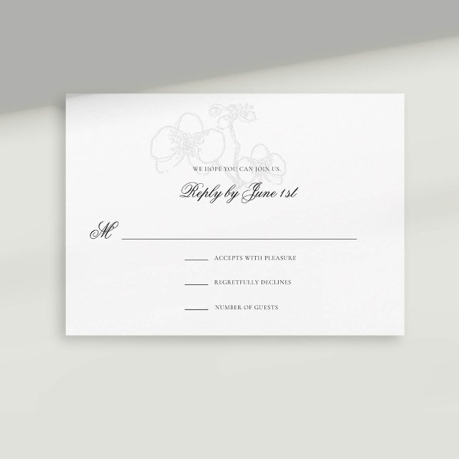 Orchidee Imitate mit weißer, formaler Heiratsreakt (formal wedding response card rsvp reply faux embossed orchid modern classic traditional)
