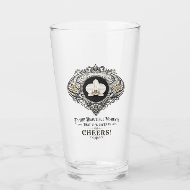 Orchidee Prost Trinkglas Glas (Vorderseite)