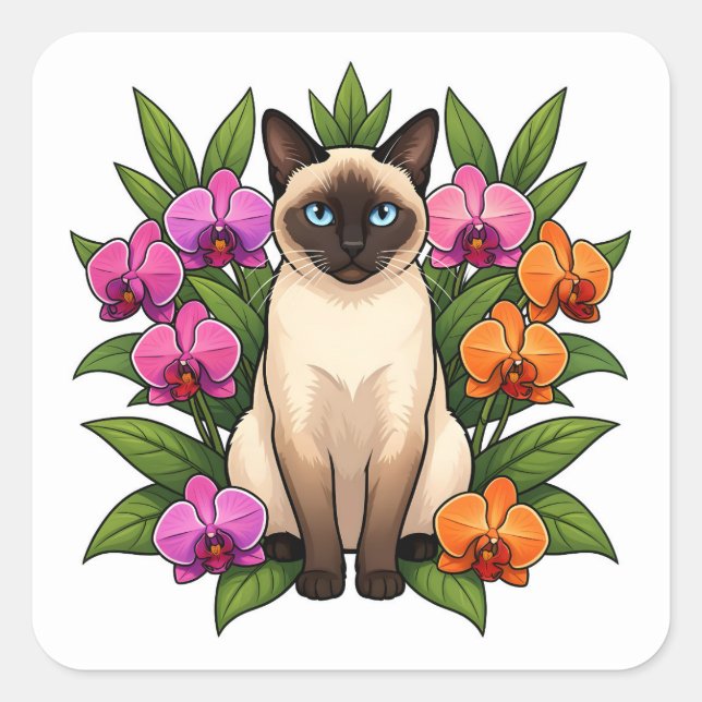 Orchidee Siamkatze Aufkleber (Vorderseite)
