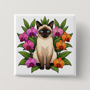 Orchidee Siamkatze Knopf Button