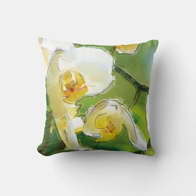 Orchidee weiß - Aquarell-Design |  Kissen (Vorderseite)