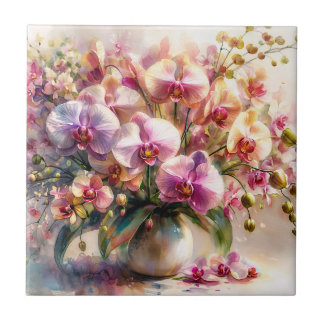 Orchideen-Aquarell-Elegante Botanische Kunst Fliese
