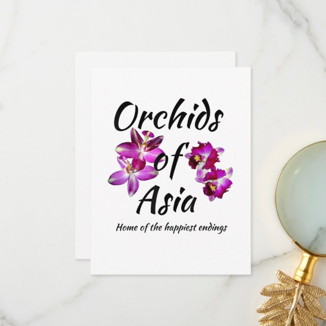 Orchideen Asiens Dankeskarte (Vorderseite/Rückseite Beispiel)