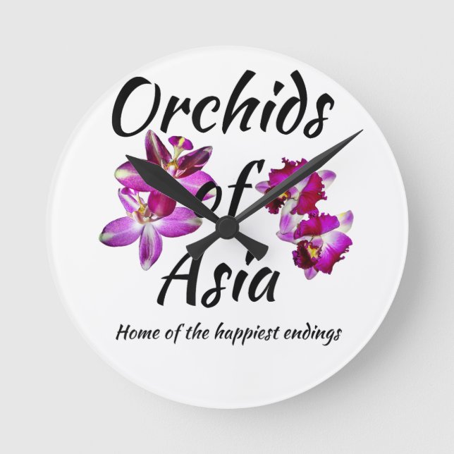 Orchideen Asiens Runde Wanduhr (Vorderseite)