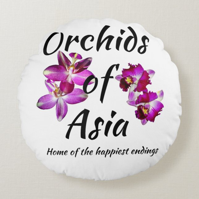 Orchideen Asiens Rundes Kissen (Vorderseite)