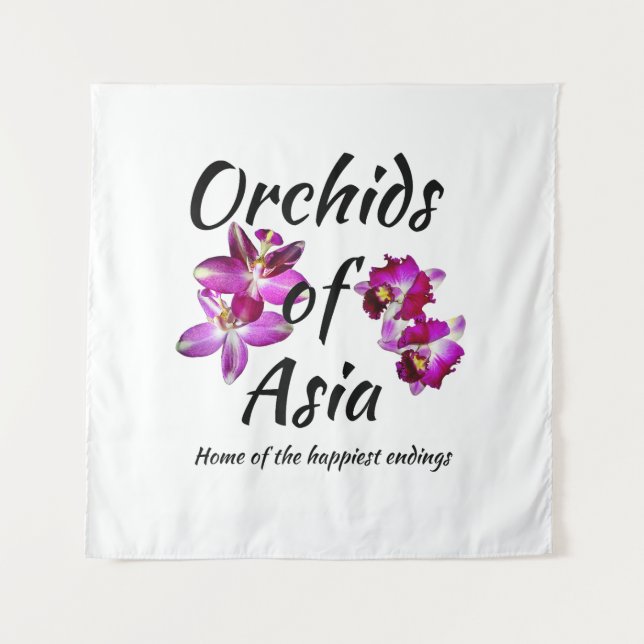 Orchideen Asiens Wandteppich (Vorderseite)