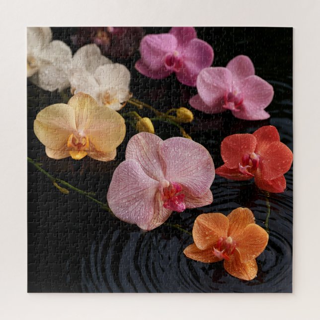 Orchideen auf Still Wasser Puzzle (Vertikal)