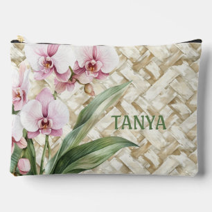 Orchideen auf Woven Pattern Zusammensetzung Zubehörtasche