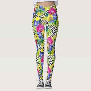 Orchideen-Begonie und Palmblätter Leggings