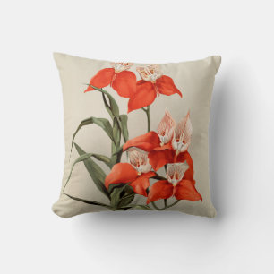 Orchideen blühende Blume Vintage alte Illustration Kissen