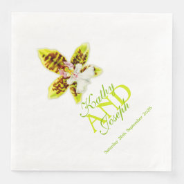 Orchideen-Blume Hochzeit mit Namen Papierserviette