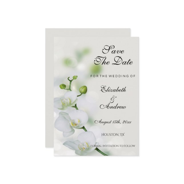Orchideen-Blume-Hochzeit Save The Date (Vorderseite/Rückseite Beispiel)
