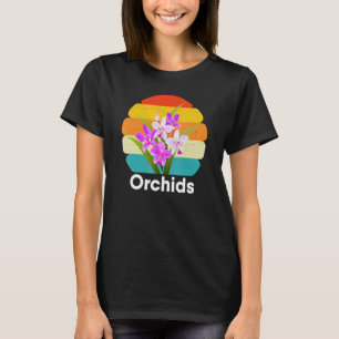 Orchideen Blumen 70er Retro Vintage Sonnenuntergan T-Shirt