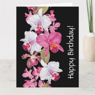 Orchideen-Blumen-Blumen-Geburtstags-Große-Grußkart Karte