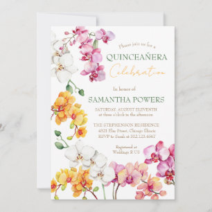 Orchideen-Blumen-Quinceañera-Einladung Einladung