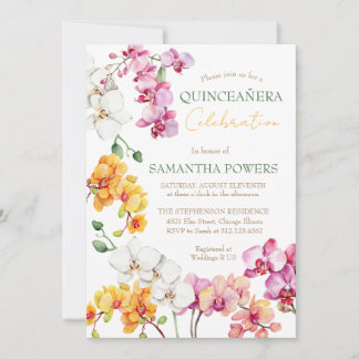 Orchideen-Blumen-Quinceañera-Einladung Einladung
