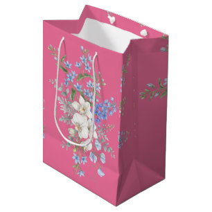 Orchideen-Blumenstrauß, Floral Aquarell  Mittlere Geschenktüte