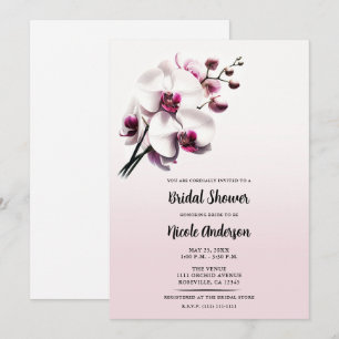 Orchideen-Blüten Rosa & Weiße Brautparty Einladung