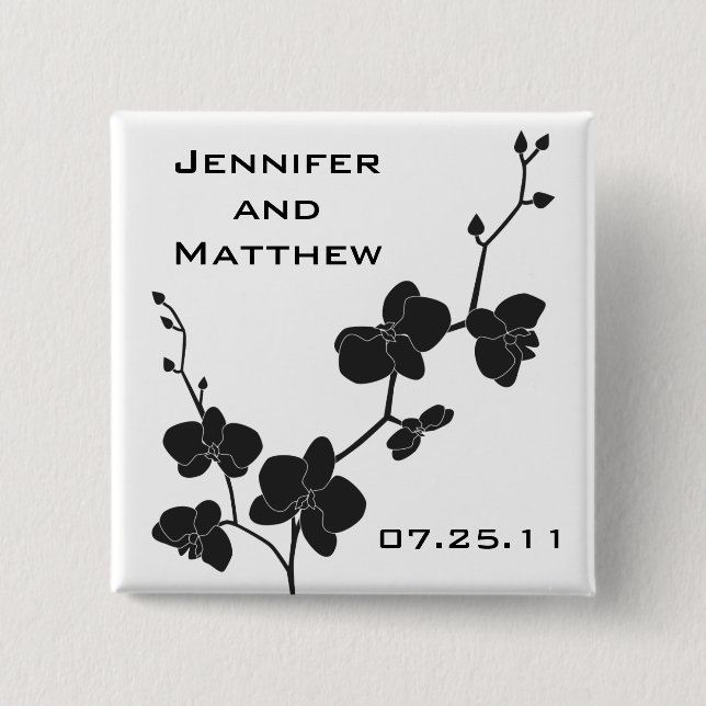 Orchideen, die das Button - Schwarzweiss Wedding (Vorderseite)