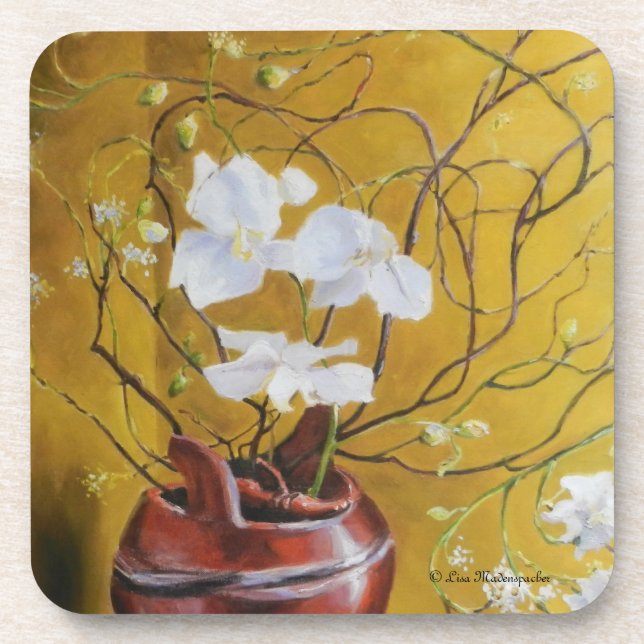 Orchideen ein in den Brown-Vasen-Untersetzer Getränkeuntersetzer (Vorderseite)