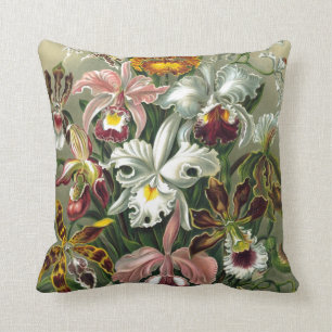 ORCHIDEEN: ERNST HAECKEL RETRO BLUMENMUSTER KISSEN