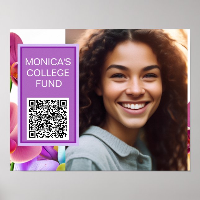 Orchideen individuelles QR-Code-Plakat-Schild Poster (Vorne)