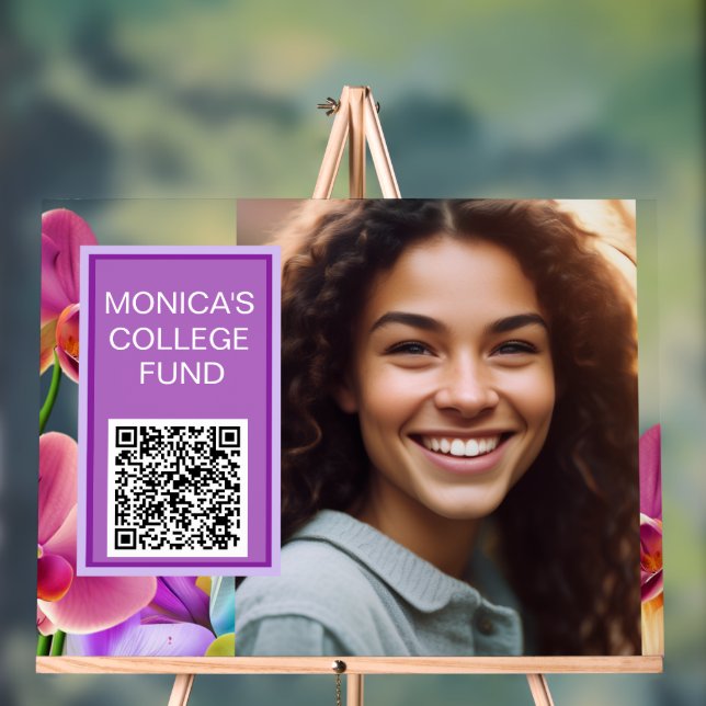 Orchideen individuelles QR-Code-Schild Acrylschild (Neutral)