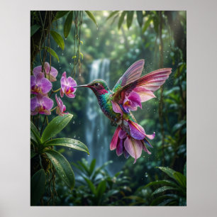 Orchideen Kolibri Juwel Flug Poster