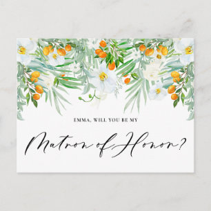 Orchideen & Kumquats Wirst du meine Trauzeugin sei Postkarte