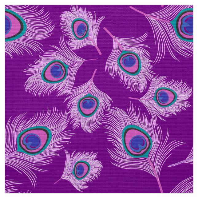 Orchideen-Pfau-Federn auf Amethyst Lila Stoff (Muster)