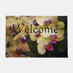 Orchideen, rosa und gelb fußmatte
