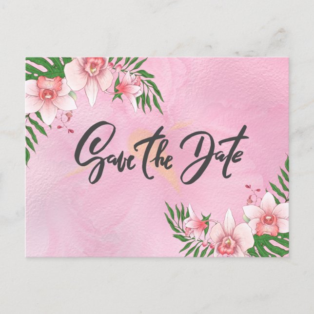Orchideen Save the Date Postkarte (Vorderseite)