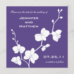 Orchideen Save the Date - Tief Lila und weiß