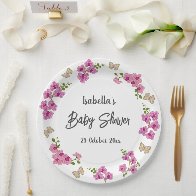 Orchideen Tropical Butterfly Lila Pink Pappteller (Hochzeit)