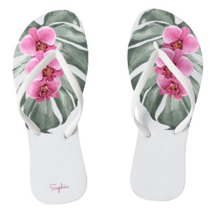 Orchideen Tropische Flora mit Ihrem Namen Flip Flops