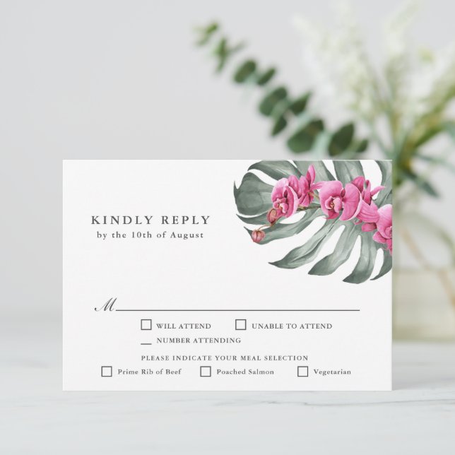 Orchideen Tropische UAWG mit Rasen RSVP Karte (Stehend Vorderseite)