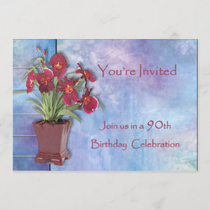 Orchideen und Aquarell-90. Geburtstag Einladung