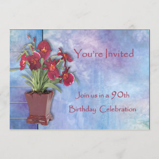 Orchideen und Aquarell-90. Geburtstag Einladung