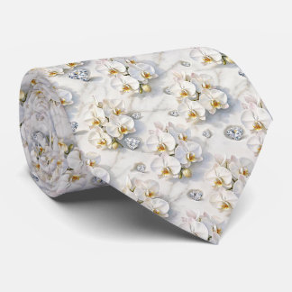 Orchideen und Diamanten Faux-Seide Krawatte
