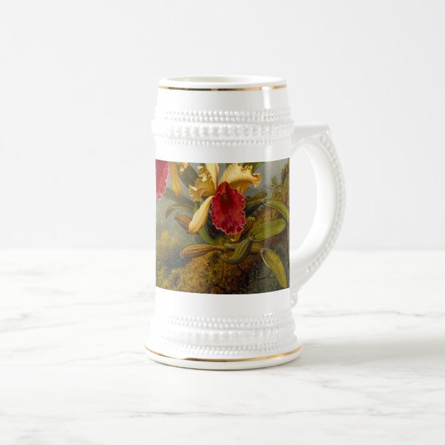 Orchideen und Hummingbird Heade Bierglas (VorderseiteRechts)