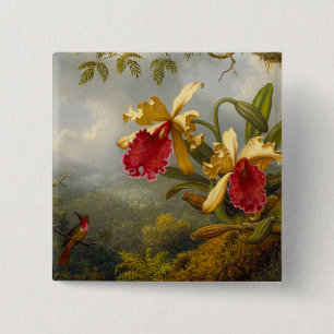 Orchideen und Hummingbird Heade Button