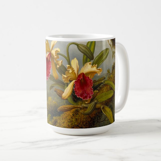 Orchideen und Hummingbird Heade Kaffeetasse (VorderseiteRechts)