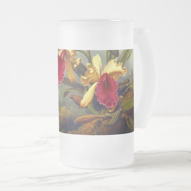 Orchideen und Hummingbird Heade Mattglas Bierglas (VorderseiteRechts)