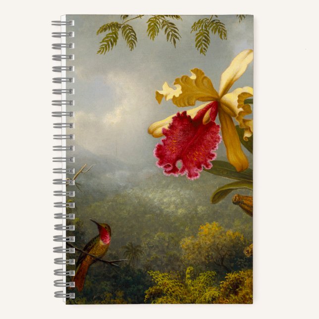 Orchideen und Hummingbird Heade Notizbuch (Vorderseite)