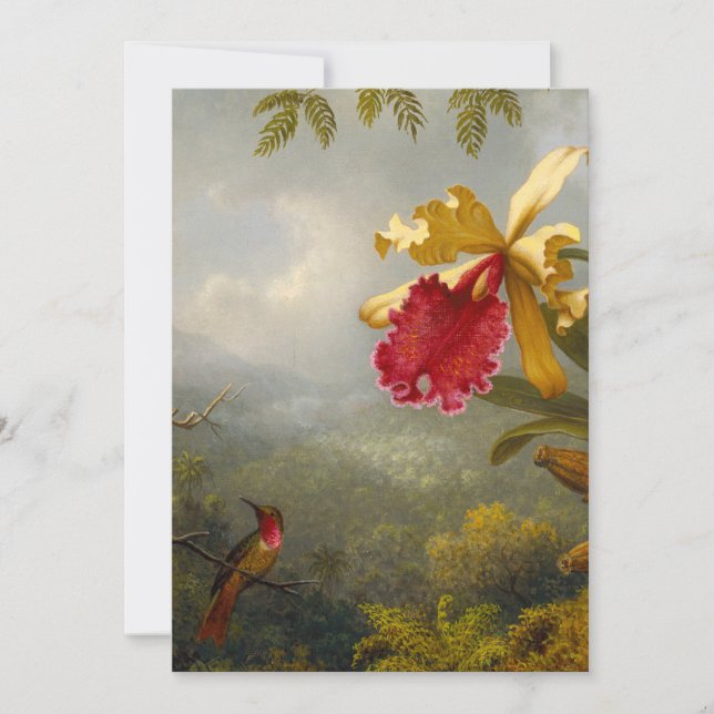 Orchideen und Hummingbird Heade Save The Date (Vorderseite)