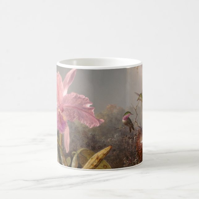 Orchideen und Hummingbirds Forest Scene Oil Painti Kaffeetasse (Mittel)