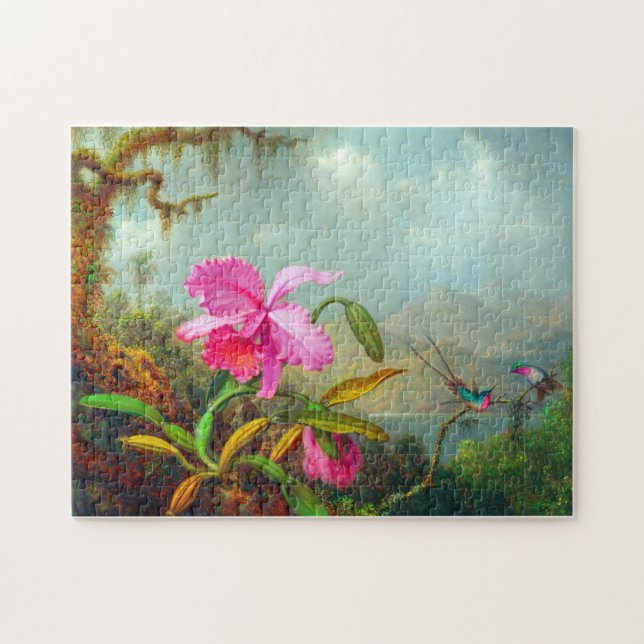 Orchideen und Hummingvögel von Martin Johnson Head Puzzle (Horizontal)