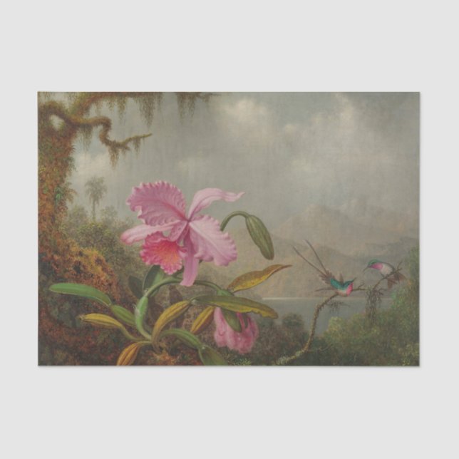 Orchideen und Hummingvögel von Martin Johnson Head Seidenpapier (Vorderseite)