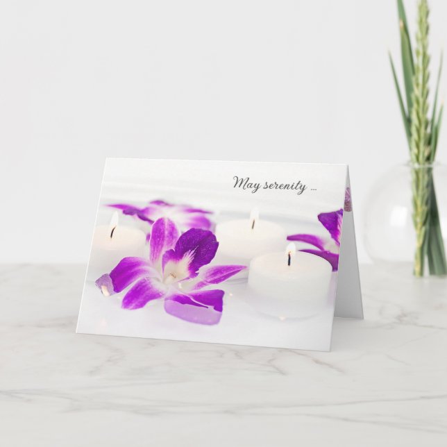 Orchideen und Kerzen im Wasser denken Sie Karte (Vorderseite)